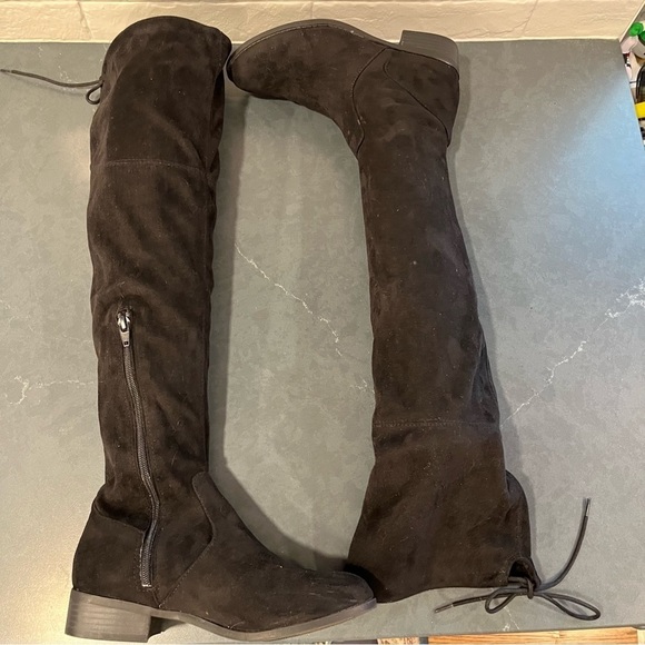 ANA sz 7 Pixie black vegan micro suede OTK boots - Picture 10 of 16